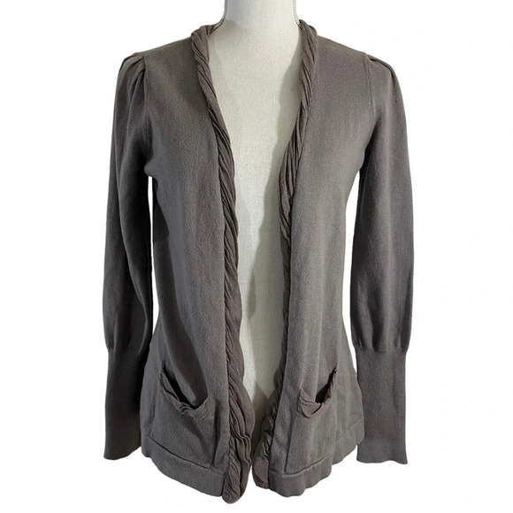 Anne Klein Gray Shrug Cardigan Sweater Size Small Long Sleeves Pockets Knit Top - Picture 1 of 7